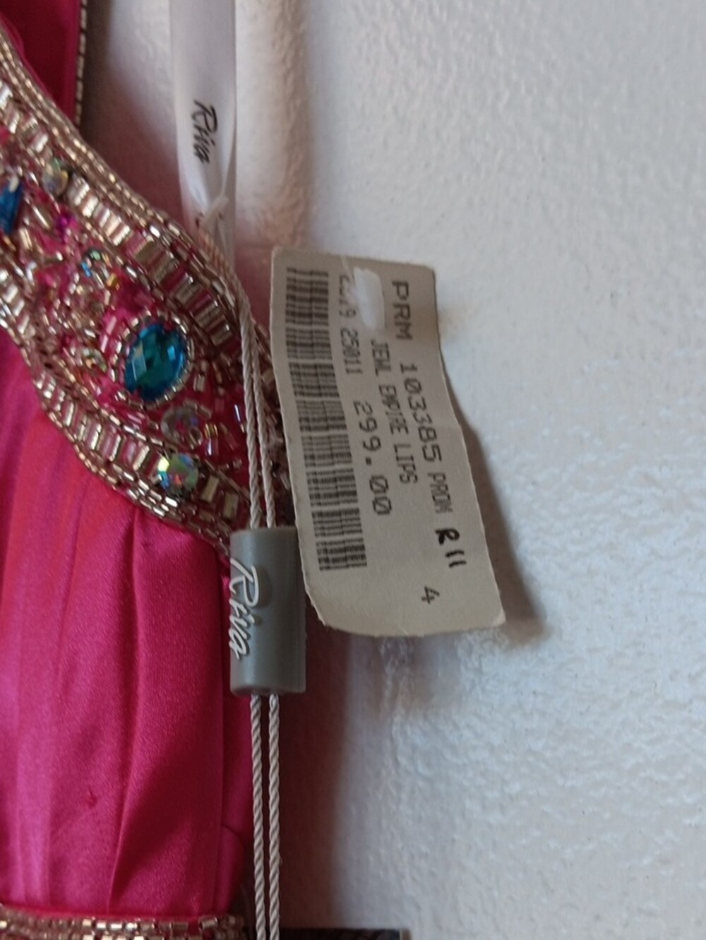 Riva Designs Hot Pink Beaded Halter Maxi Gown - Picture 6 of 10